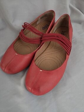 Indigo Coral Red Multi-Strap Mary Jane Flats
